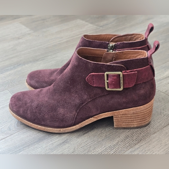 Kork-ease Deep Plum Leather Ankle Booties Size 8.5 Boho Weatern Fall - Picture 2 of 9